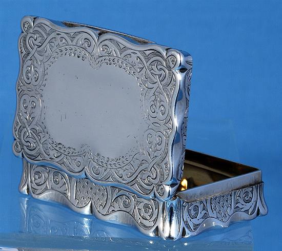 A Victorian silver snuff box, by Frederick Marson, Length 83mm Weight: 4.3oz/134grms